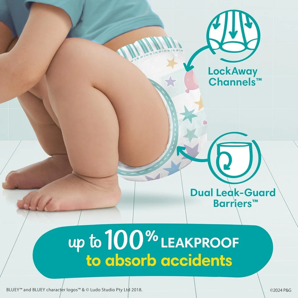 Pantalones de entrenamiento para ir al baño azul Pampers Easy Ups niños talla 5T-6T, 84 unidades Foto 4 de 4