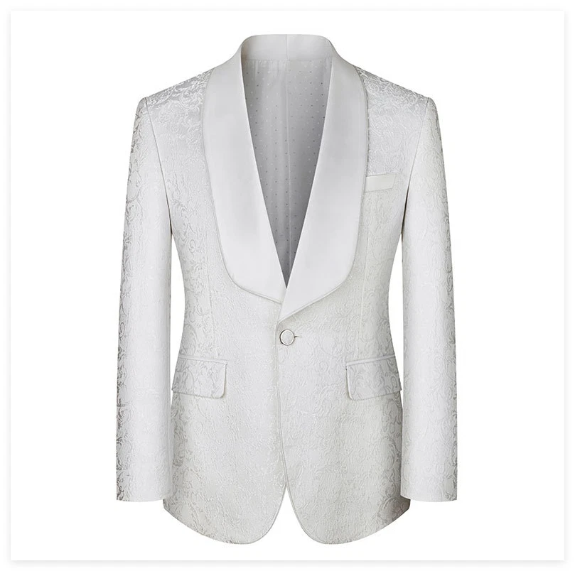 Conjuntos de trajes de cachemira para hombre 3 piezas florales ajustados chaquetas de esmoquin chalecos pantalones Foto 2 de 4