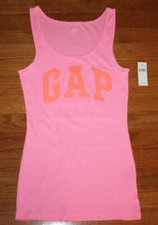 NEW NWT Womens GAP Arch LOGO Pink Tank Top Ribbed Stretch Slim Fit Fitted 4W
