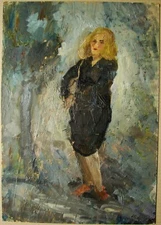 Ukrainian Soviet oil Painting postimpressionism fauvism female figure girl