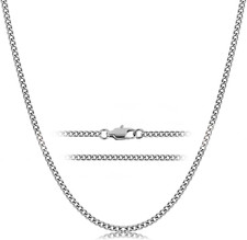 2.2Mm Pure Titanium Cuban Link Chain Necklace for Men Women Sensitive Skin, Dura