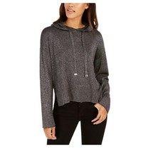 Tommy Hilfiger Womens Medium Dark Gray Sparkle Long Sleeve Hoodie Top NWT A16
