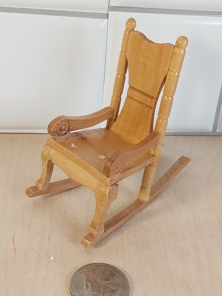 Vintage Wood Rocking Chair Dollhouse Furniture eBay