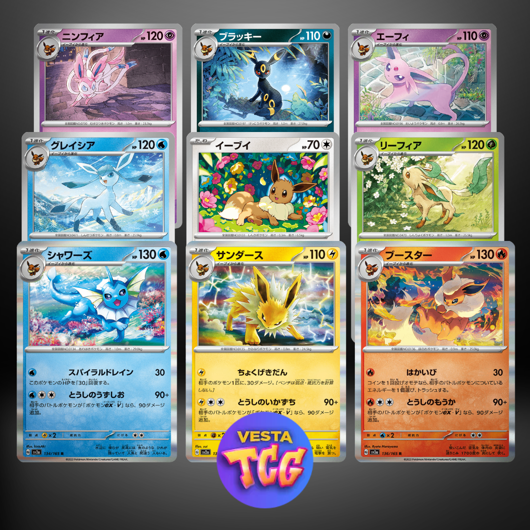 Pokemon TCG Japanese Eeveelutions Card Set Complete 9 Near Mint Eevee Collection