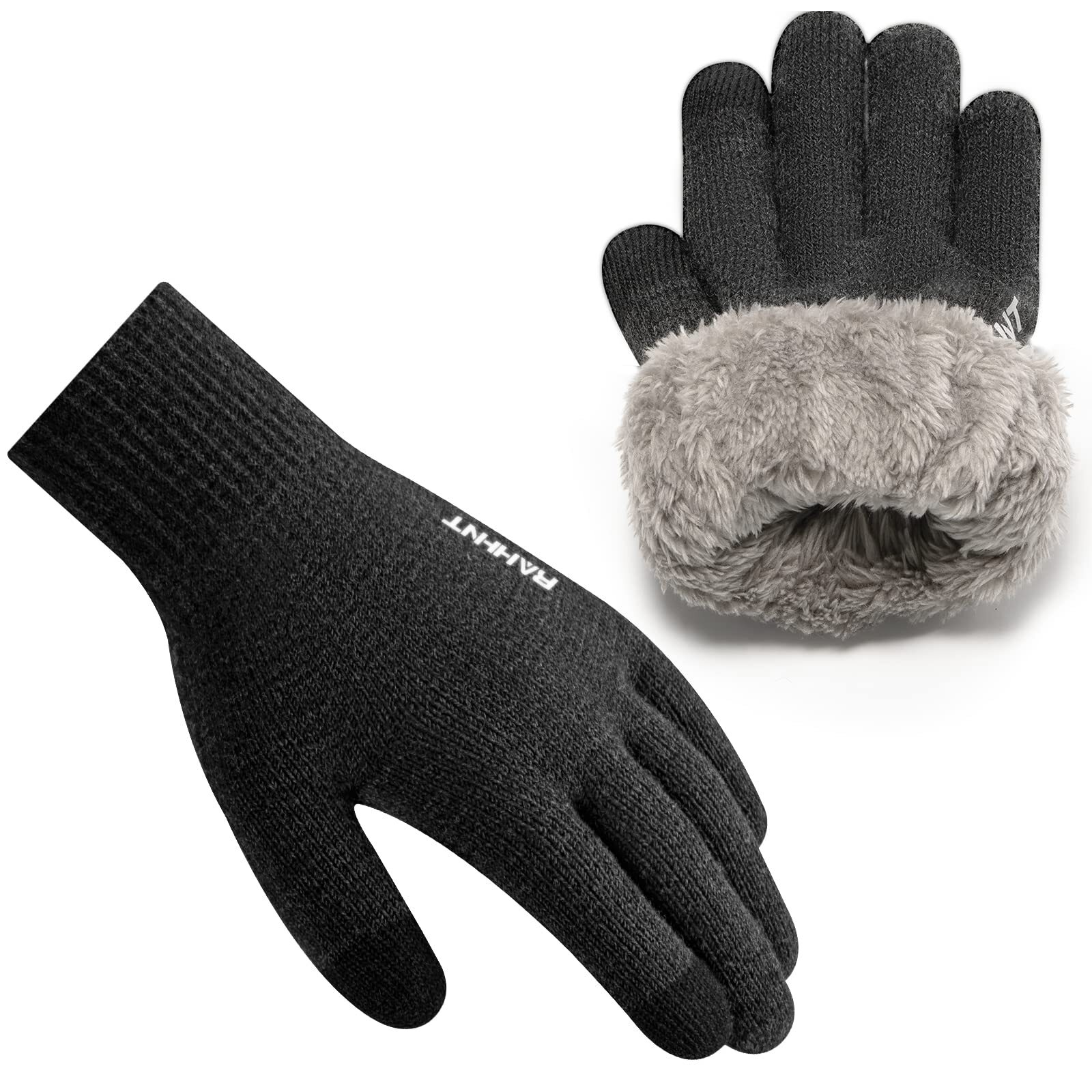 Wool Knit Winter Gloves for Men and Women - Fleece Lined with Touchscreen Fingers