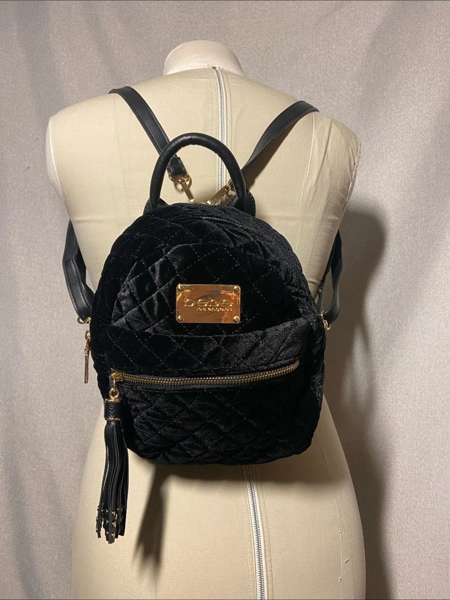 bebe velvet mini backpack bebe Backpack Handbags & Bags for Women's Velvet Exterior for sale
