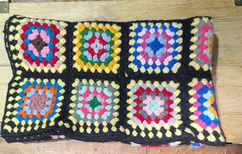 Handmade Crochet Granny Square Afghan Roseanne Blanket 54x44 Throw Retro 70s - Image 3 of 3