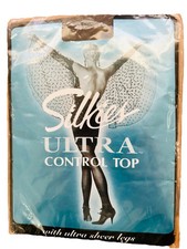 VTG Large Silkies Ultra Control Top Panty Hose Stockings Grey Gray Sheer NOS NIP