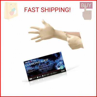 Ansell MICROFLEX Diamond Grip MF-300 Disposable Latex Gloves for Automotive, Hea