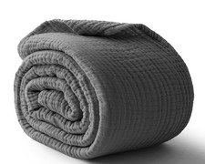 Charcoal Grey 100 Cotton Muslin Throw Blanket Soft Cooling Gauze 50x60 Inch