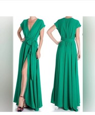 Meghan LA Emerald Green Jasmine Belted Wrap Maxi Dress - Size L