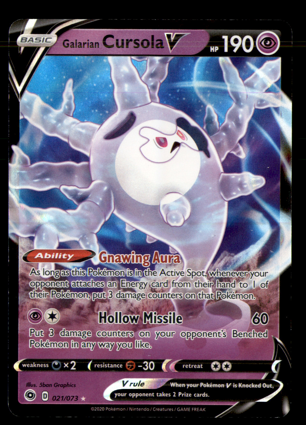 Foil Galarian Cursola V Ultra Rare Champion's Path 21/73 NM