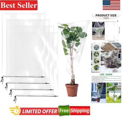 4 Pcs Winter Plant Cover Bags 39.4 x 59 Clear Waterproof Frost Protection