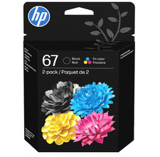 HP 67 2-pack Black/Tri-color Original Ink Cartridges, 3YP29AN 140