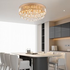 Modern Crystal Round Ceiling Light Flush Mount Chandelier Pendant Lamp Fixture