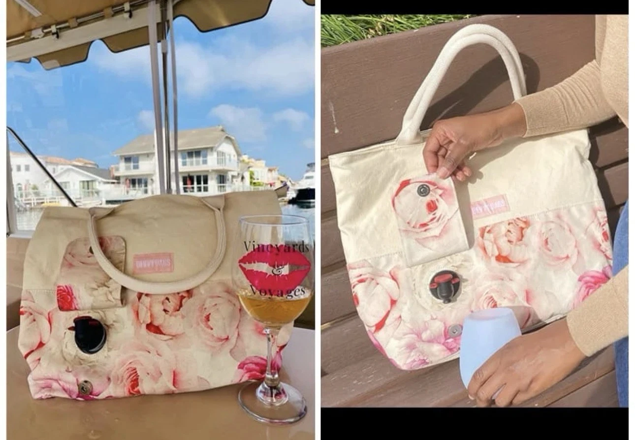 Wine Tote Bag Beach Cooler Drink Purse Travel Bag w/Spout for Picnic Bevvy Bags