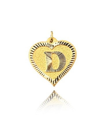 Herzform D-Buchstabe Halskette Anhänger Goldanhänger 585er 14 KT Gold