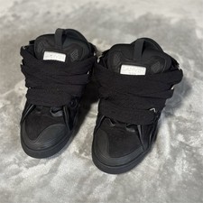 LANVIN CURB Sneakers Black Leather Size 44 Ra...