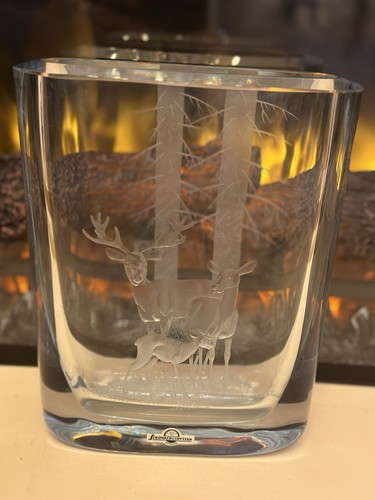 Strombergshyttan Vase Massiv 4000gr Glass Sweden Graviert - Bild 3 von 24