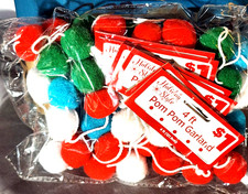 Case of 6pks of Holiday Style Assorted Color 4ft Pom Pom Garland