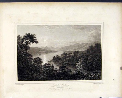 Original alter antiker Druck Schottland Seen um 1836 Loch Katrine Perthshire 19.