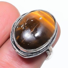 Tiger Eye Gemstone 925 Sterling Silver Jewelry Ring Size 7 Gift for Her k475