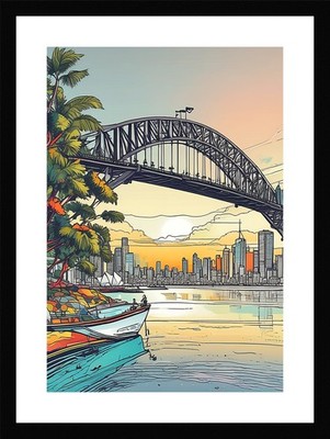 Lebendiger Hafen von Sydney gerahmtes Wandbild Poster Leinwanddruck Bild