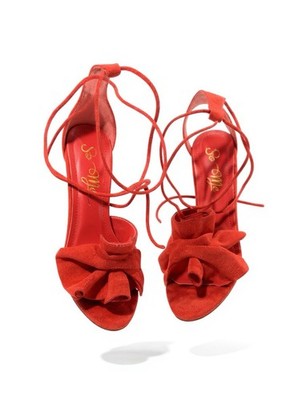 So Me Red Flower Sandal Heels Party Shoes Size  7