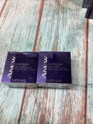 Lot of 2! Anew Platinum Eye & Lip Cream 15g net wt .50 oz