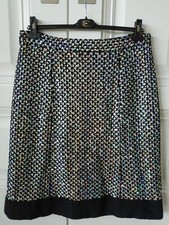 Rare Chanel Runway Shanghai Sequin & Black Tweed Skirt Irridescent silver Fr 44