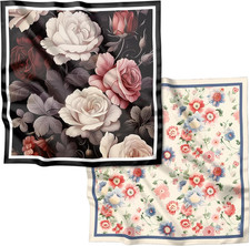 2PCS Scarf Silk Feeling Satin Head Hair Wrap Lightweight Large Square Fashion Cu
