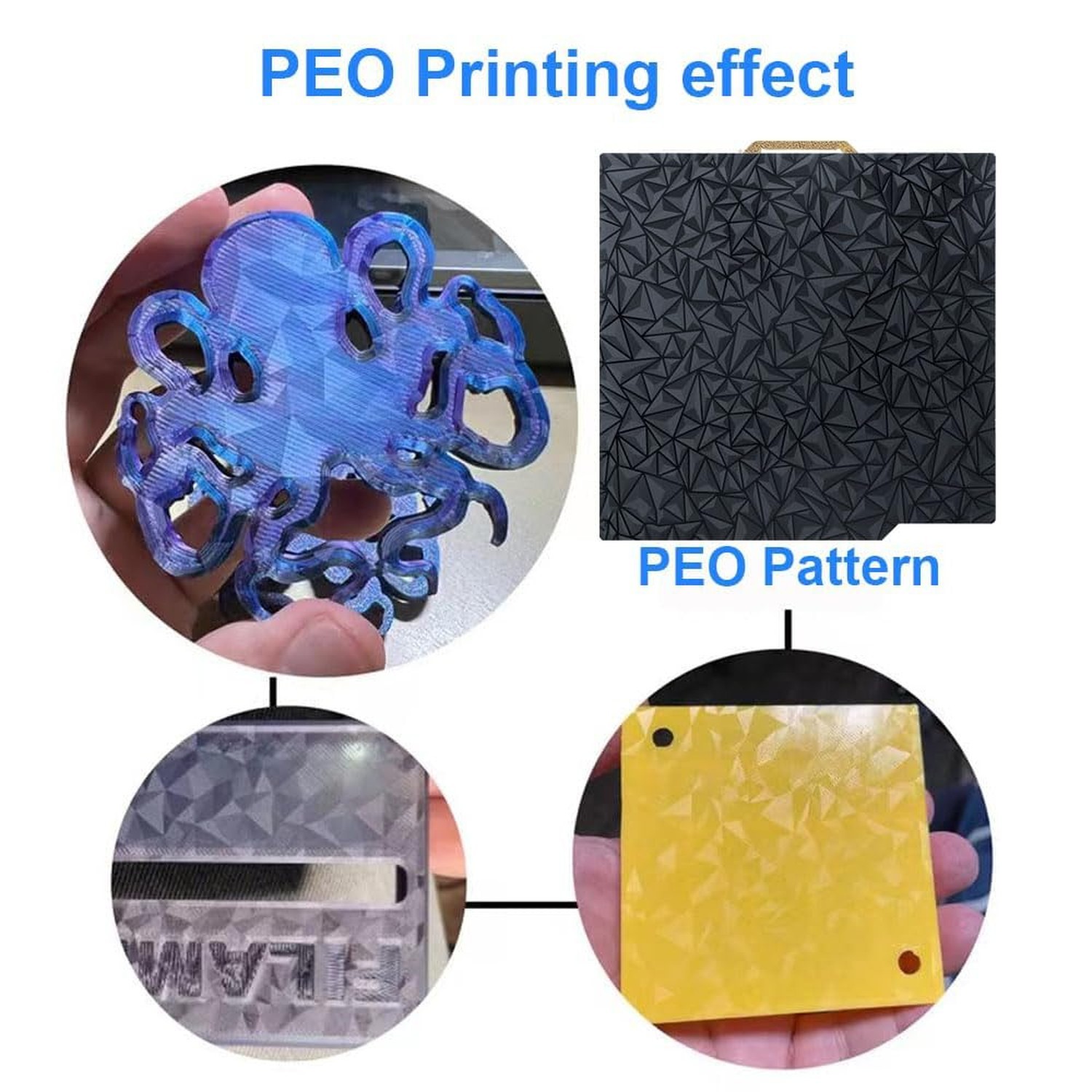 PEI PEO Sheet for Bambu Lab X1/X1C/X1E/P1P/P1S/A1 Carbon Build Plate Heated B...