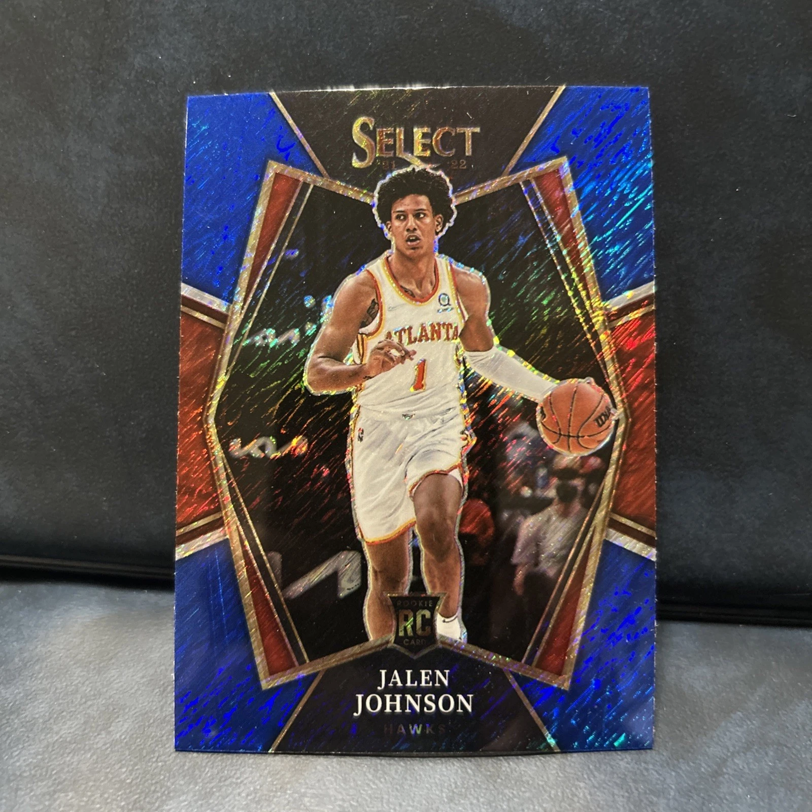 2021-22 Panini Select - Premier Level Jalen Johnson #200 Blue Shimmer Prizm (RC)