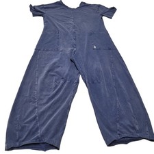 Free People hotshot Tee V back neck one piece jumpsuit blue slouchy oversized