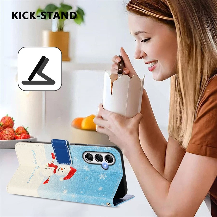 For Samsung A06 A16 A17 A36 A54 A34 A15 A53 Case Christmas Pattern Wallet Cover - Image 4 of 4