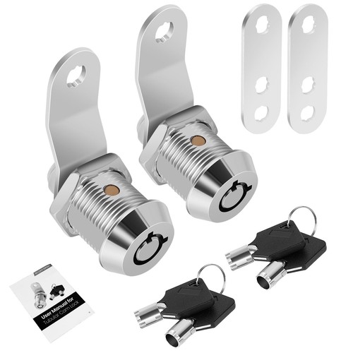 2 Pack Tool Box Lock with Keys, 5/8" Cabinet Lock Cam Lock Keyed Alike, Toolb...
