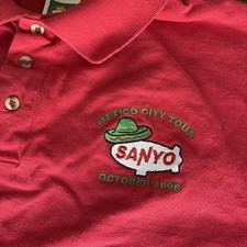 Sanyo Electronics Blimp Crew Polo Gold Shirt Vintage 1998 Mexico City Tour 