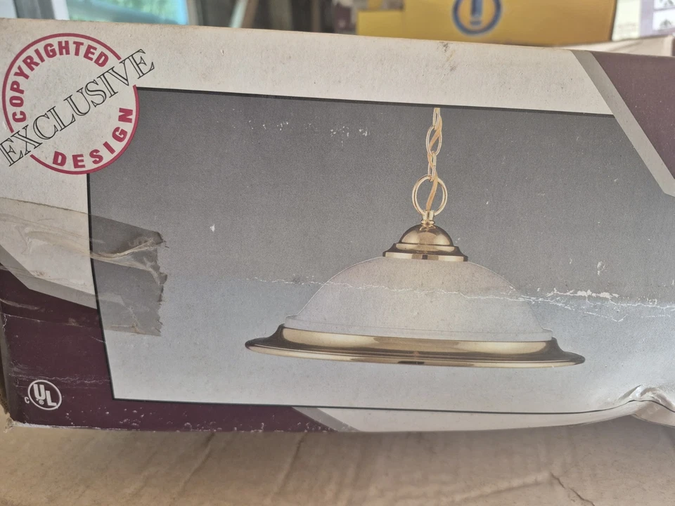 Royce Lighting Polished Brass And Frosted Glass Pendant Light Fixture - Image 2 of 4