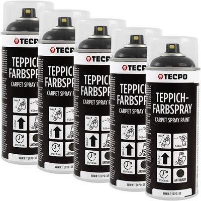 5x TECPO 1K FARBSPRAY TEPPICH-SPRAY 400ml ANTHRAZIT FUßMATTEN GUMMI AUFBEREITUNG