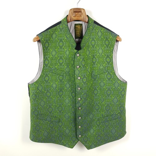 2964 Garmisch by Grasegger Trachten Vest Mens 56 Green Purple Linen Vest Gilet