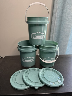 #ad NEW Set of 3 Lowe#x27;s TEAL 0.42 Quart BPA Free Mini Bucket W Lid $13.50
