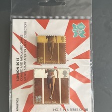 Royal Mail London 2012 Olympics Athletics Track Stamp & Pin Badge Pack