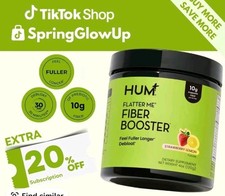 Hum Nutrition Flatter Me Fiber Booster Powder Vegan Strawberry Lemon 4oz