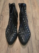 SAM EDELMAN Womens Sz 8.5 M Brian Pointed-Toe Studded Leather Mid-Heel Booties