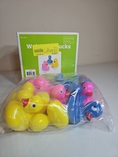 Box/12 Floating Weighted 2.5" Ducks Hard Plastic Pink Yellow Blue