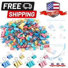 200 Count Colored Binder Clips Assorted Sizes, 4 Sizes Large, Medium, Small, ...