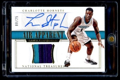 2014 National Treasures Air Apparent Lance Stephenson Game Used Patch Auto /25