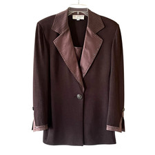 ST. JOHN EVENING by Marie Gray Size 10 Dark Brown Embellished Knit Jacket VTG
