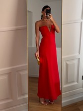NWT ZARA 159 Ruched Strapless Dress w/ Sweetheart Neckline Red 5919/811 Size S