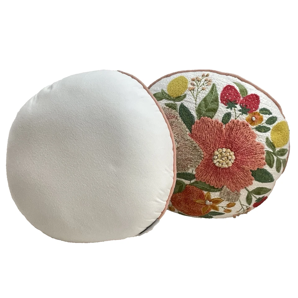 Artistic Accent 100% Cotton Embroidered Flower Summer Decor Boho Pillow Set Of 2 - Image 2 of 4